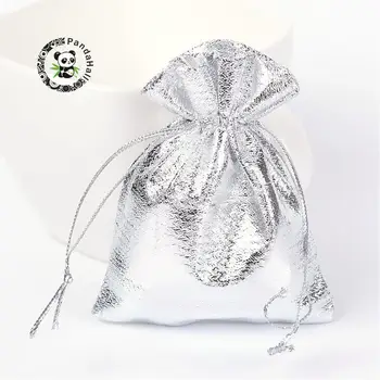

Rectangle Organza Bags, Silver Color, 9x7cm