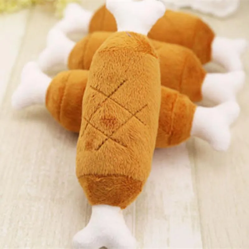 1Pc Pet Plush Chicken Leg Play Toys Dog Puppy Squeaker Sound Chew Treat Holder New