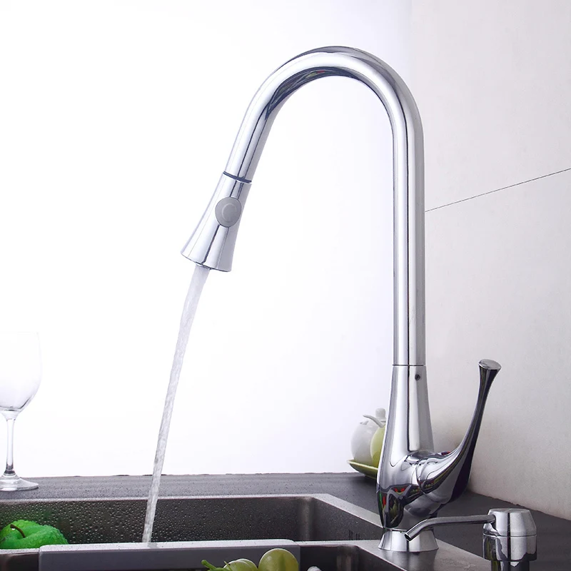 Fapully Brass Flexible Pull Out Kitchen Faucet Mixer Chrome Water Taps 360 Degree Rotation Kitchen Mixer Sink Faucets 545-33C Fapully Brass Flexible Pull Out Kitchen Faucet Mixer Chrome Water Taps 360 Degree Rotation Kitchen Mixer Sink Faucets 545-33C