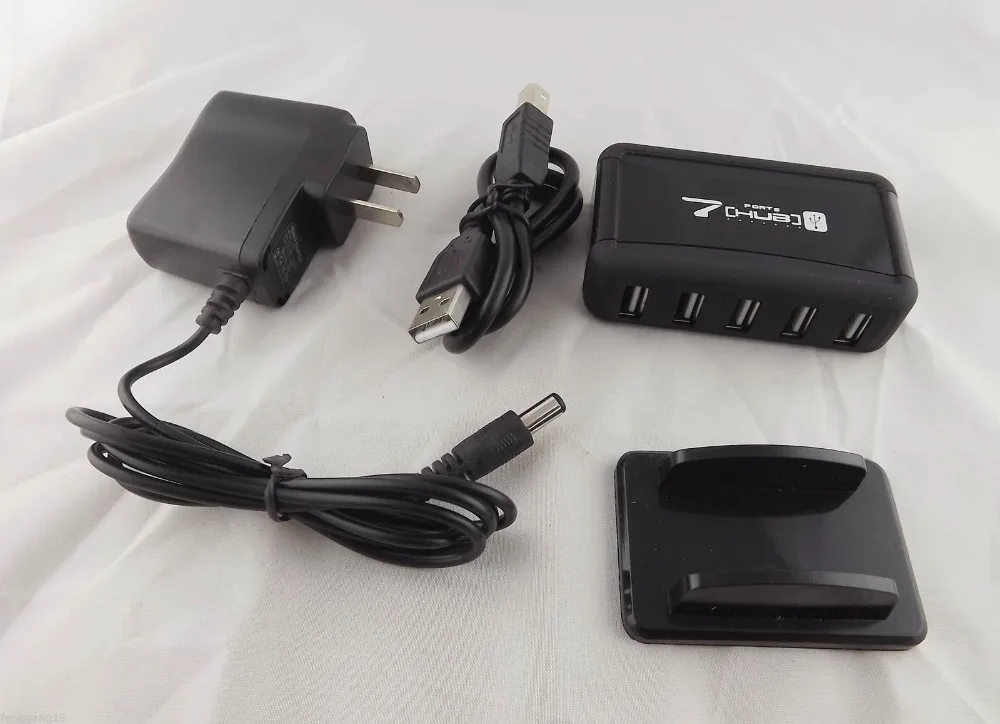 High Speed 7-Port USB 2.0 HUB AC Power Adapter Cable for PC Laptop with US Plug