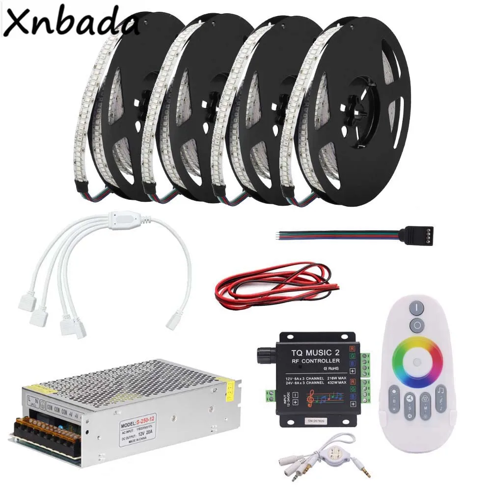 

DC12V 2835SMD 234Leds/m RGB Led Strip Light With TQ Muisc 2 RF Remote Led Controller Power Transformer Kit 5M 10M 15M 20M