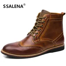Genuine Leather Platform Boots Men Soft Footwear Classic Cowboy Boots Spring Autumn Outdoor Shoes AA20206