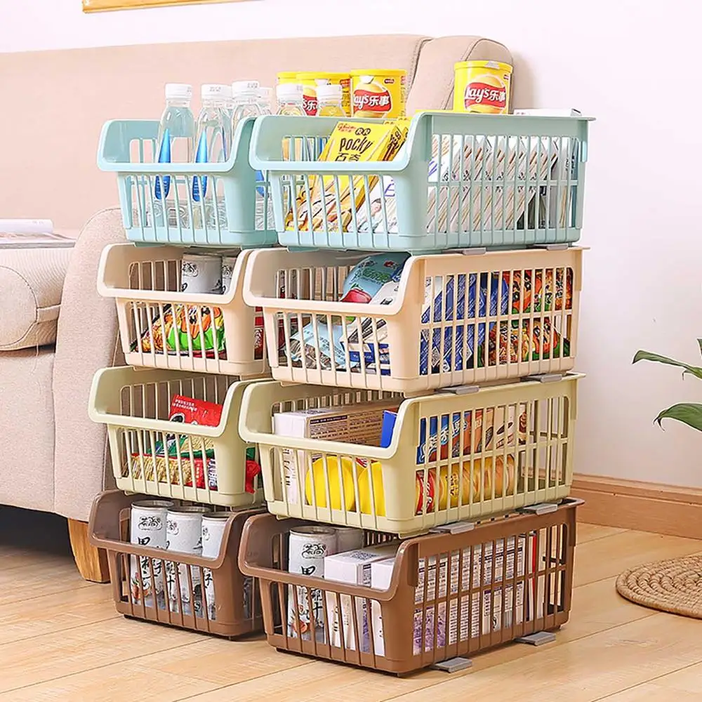 

Plastic Stackable Storage Basket Vegetables Fruit Dish Drain Basket Home Toy Snacks Cloth Seasoning Sundries Container Box