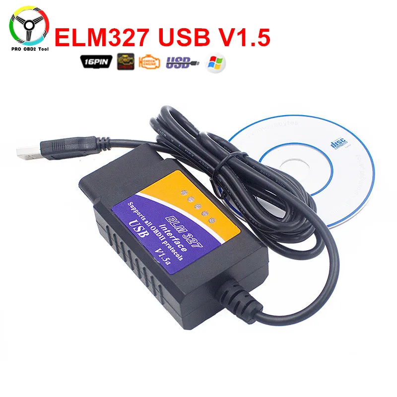 Newly ELM327 USB Interface OBD2 Code Scanner ELM327 V1.5 Auto OBDII Diagnostic Tool USB ELM 327 V1.5 Support Almost Protocols mini elm327 v1 5 obd2 obdii eobd bluetooth auto scanner interface tool white
