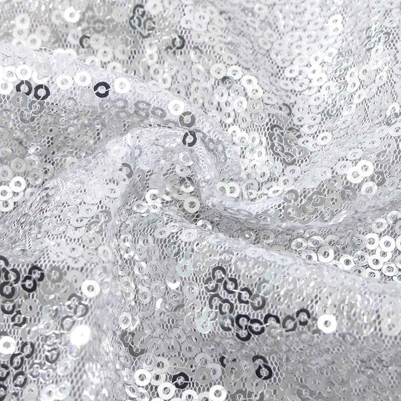 Mayitr 30 x 183 cm Silver Sparkly Sequin Tablecloth Banquet Background Wedding Party
