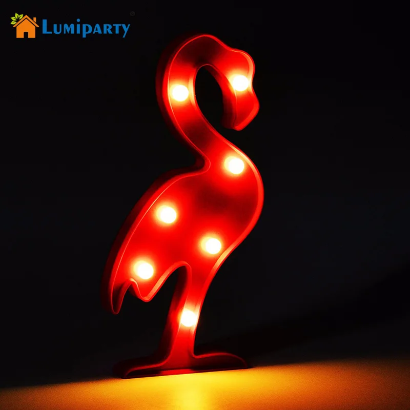 LumiParty 3D Marquee Flamingo Night Light Plastic Light LED Baby Kids