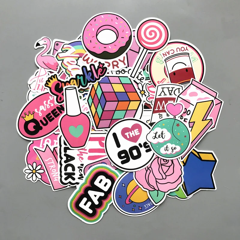 60pcs Pink Cartoon Cute Kawaii Graffiti PVC Sticker Girly Style Suitcase Travel Case Bicycle Motorcycle Stickers For Children 60pcs Pink Cartoon Cute Kawaii Graffiti PVC Sticker Girly Style Suitcase Travel Case Bicycle Motorcycle Stickers For Children