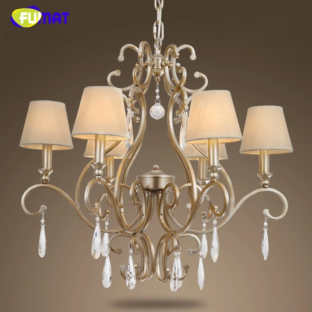 Fumat American Crystal Chandeliers Vintage Metal Past Led Fabric Fumat American Crystal Chandeliers Vintage Metal Past Led Fabric Shade Lightings For Living Room Nordic