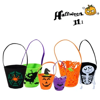 

2018 New Halloween Pumpkin bag Smile Ghost Pumpkin Witch Skeleton Halloween Bag Kids Candy Bag Children Adult Wholesale