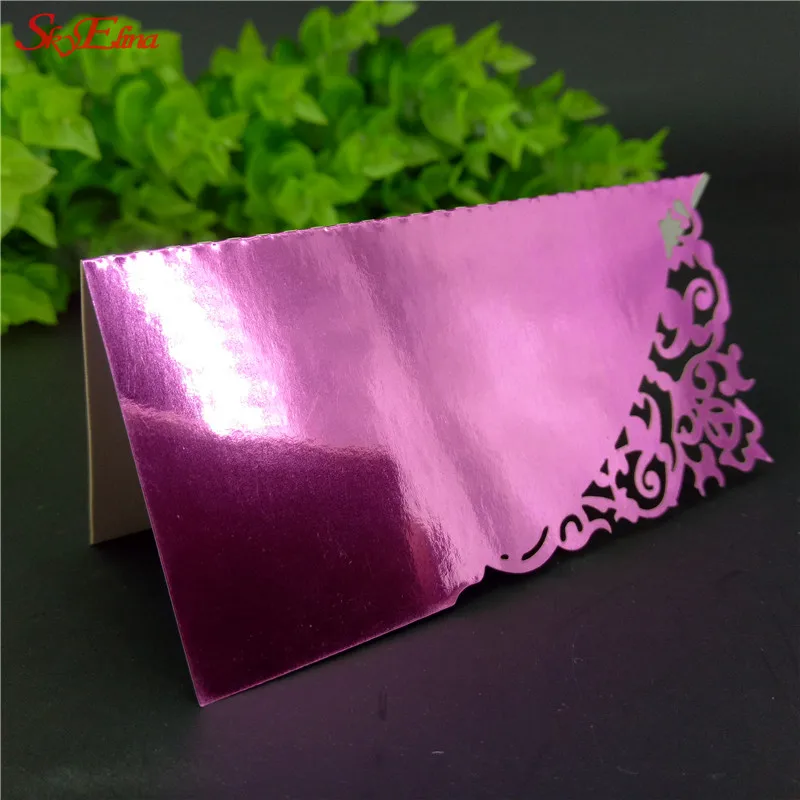Bright Rose Red 100 шт Подарочная открытка, выдалбливают, для свадебного торжества, на стол, на сиденье, на имя, на место, открытки, для украшения, перламутровый аромат, бумажные карты 5zsh870 - Цвет: Bright Rose Red