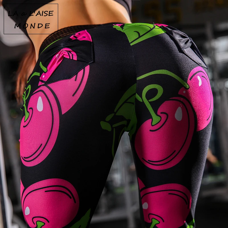 Принт спортивные Леггинсы Высокая Талия Activewear для Для женщин Спортивный Йога