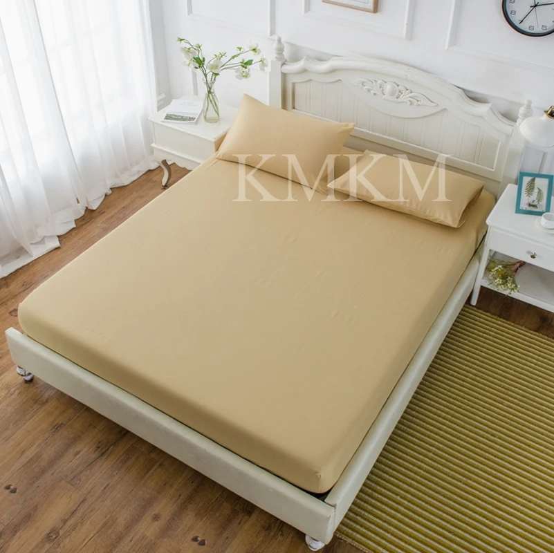 

Soft Fitted Sheet Bed Sheet Mattress Cover Elastic Sheets Comfortable Pillowcases Solid Color Single Full Queen King