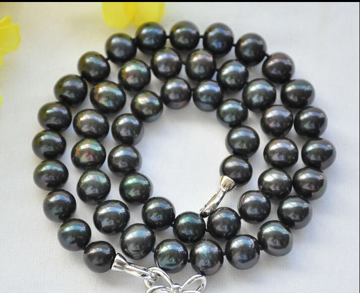 

Free shipping@@@@@ Az6986 12mm ROUND BLACK Freshwater cultured PEARL NECKLACE 24inch a