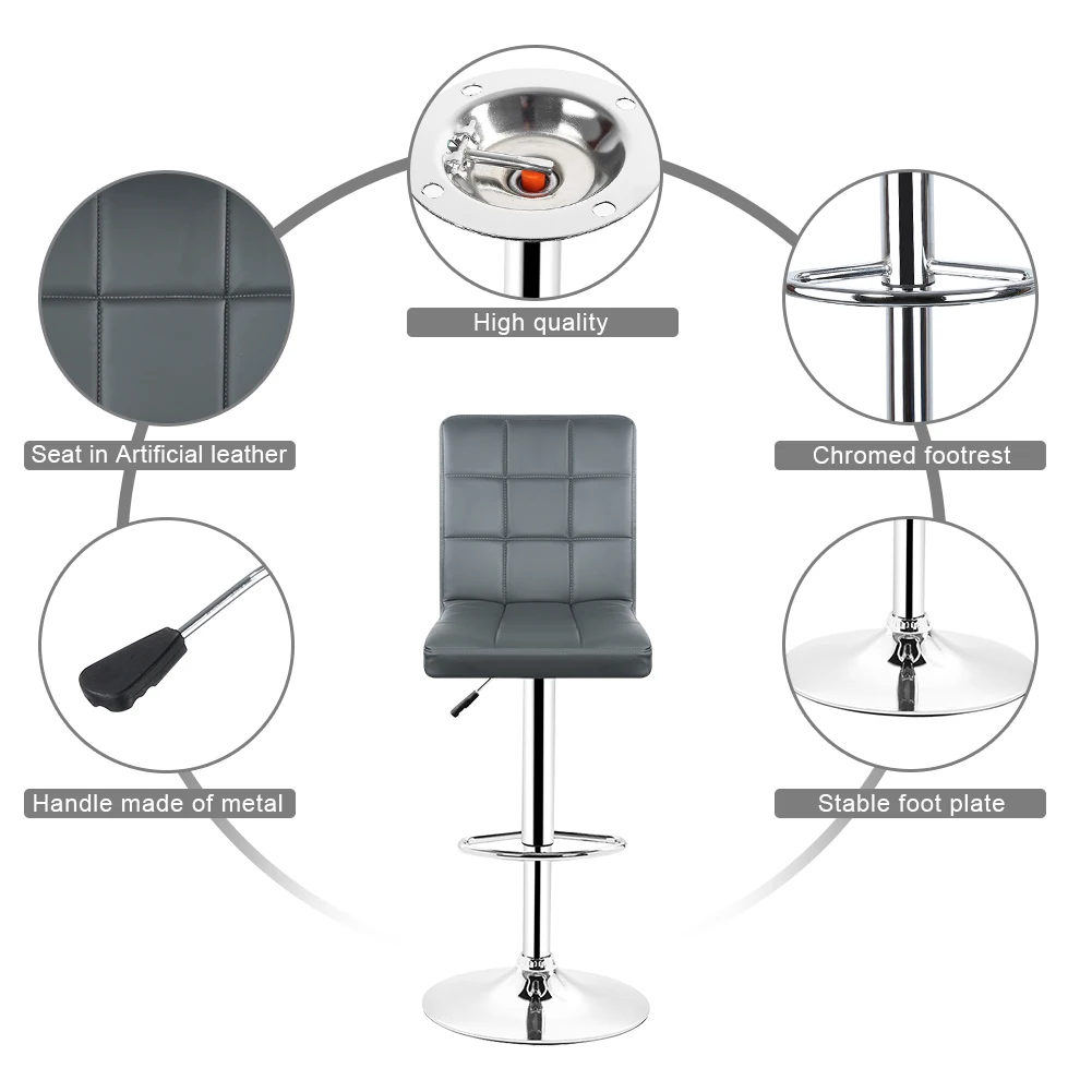 JEOBEST 2 шт./компл. 9 сетки черный/серый/поворотный, из искусственной кожи барные стулья с регулировкой по высоте, счетчик паб стул HWC