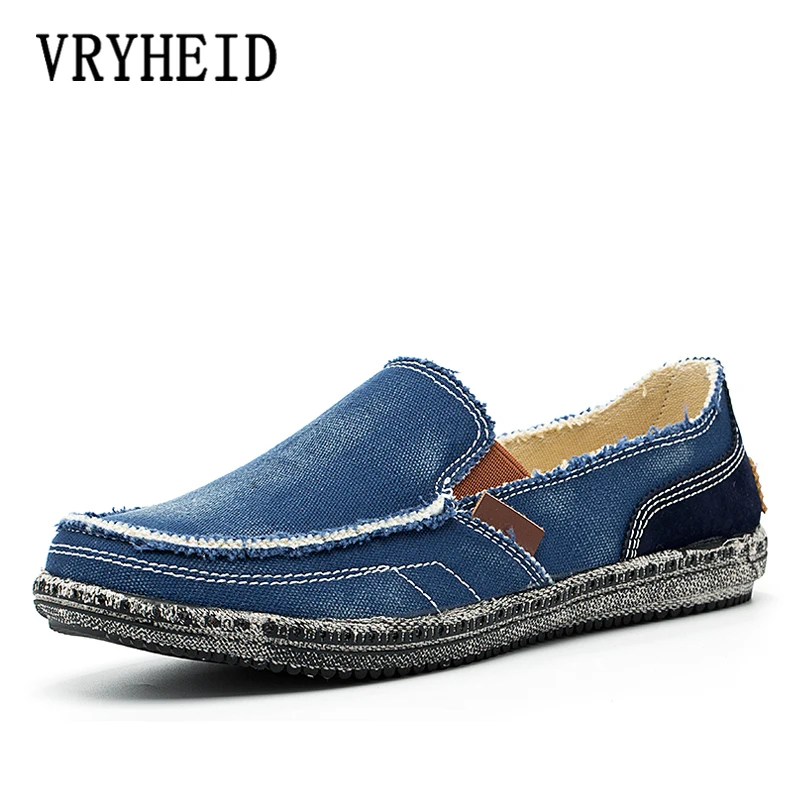 

VRYHEID Brand New Spring Mens Breathable High Quality Casual Shoes Jeans Canvas Casual Shoes Slip On Men's Fashion Flats Loafers