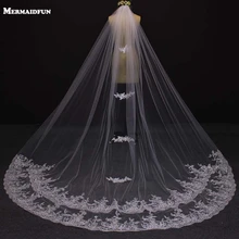 Фата для невесты белая аппликация Тюль 3 метра veu de noiva Длинная свадебная фата кружевные аксессуары свадебная вуаль V6033