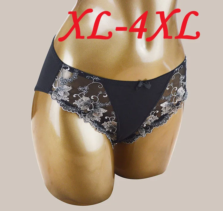2 pieces 2 colors/lot,Plus Size Panties XXL XXXL Lace Embroidery Sexy Panties For Women
