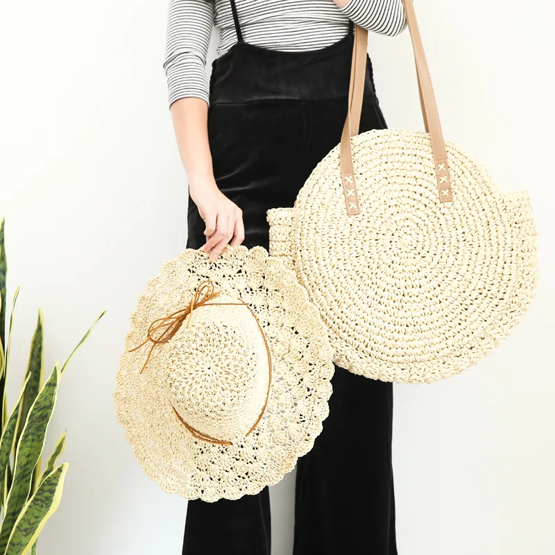 REREKAXI ручная круглая женская сумка на плечо Сумочка богемные летние соломенные пляжные сумки путешествия шоппинг женская сумка плетеная Сумка