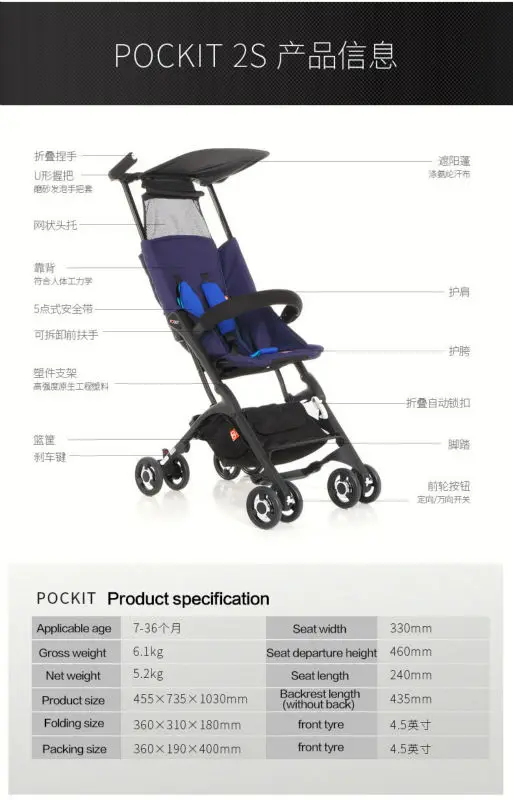 pockit stroller dimensions
