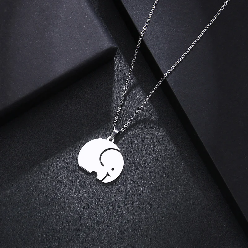 CACANA Stainless Steel Necklace For Women Man Lover's Big Elephant Gold And Silver Color Pendant Necklace Engagement Jewelry