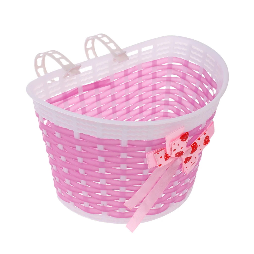 Kids Rubber Bulb Bike Air Horn Bugle with Front Basket Shopping Holder for Girls Bicycle Scooter Pink Purple
