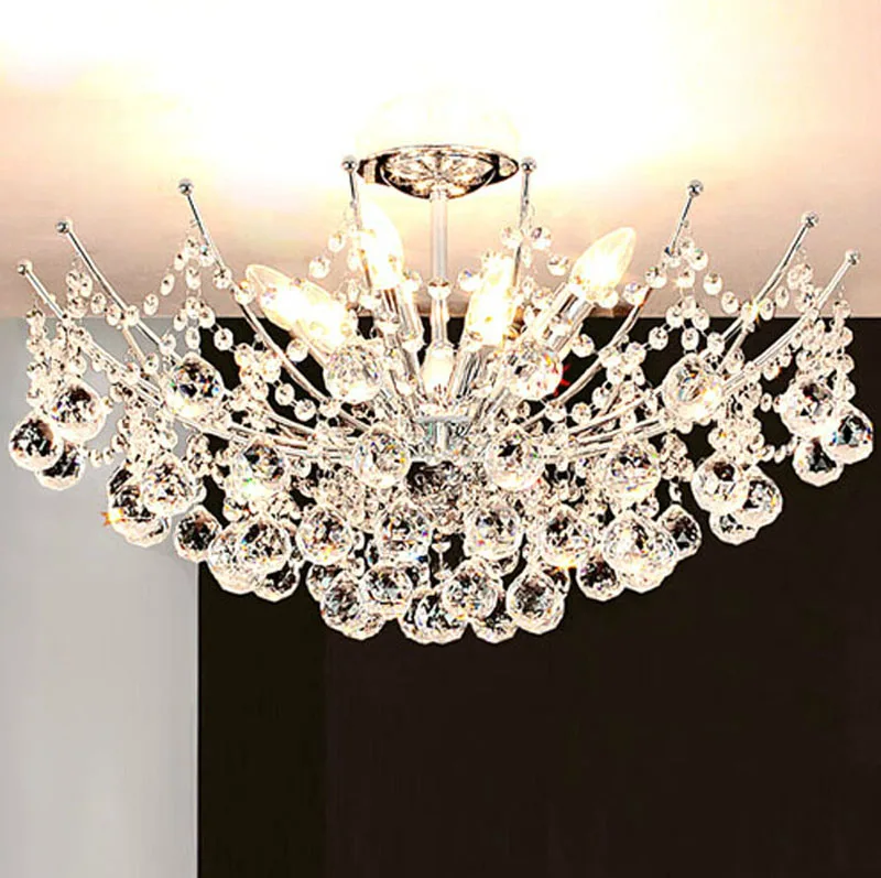 

European Crystal Ceiling Light Modern Simple Bedroom Restaurant Lighting Atmosphere Living Room LED Lighting fixture for bedroom