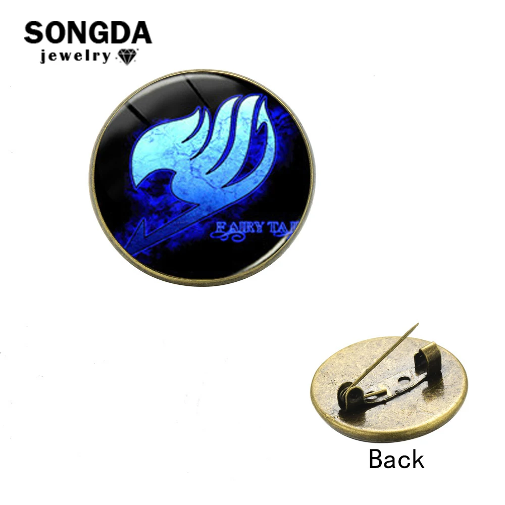 

SONGDA Simple Solid Color Fairy Tail Guild Logo Sign Brooch Badges Hot Anime Fashion Jewelry Handmade Glass Gem Lapel Pin Button