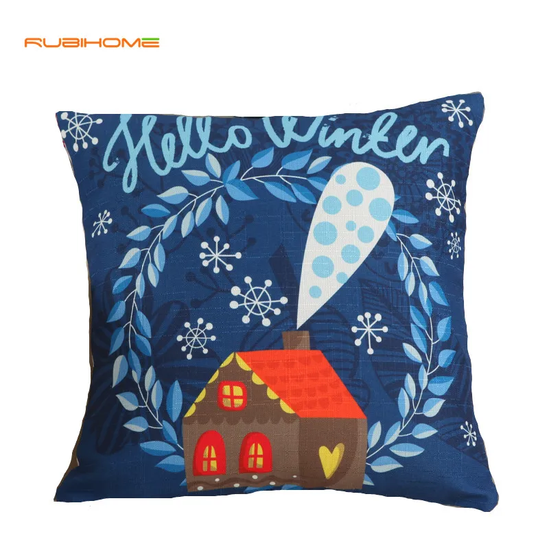 Hello Winter Design New Arrival Decorative Cushions Throw Pillows without Inner Polyester for Sofa Home Decor Christmas Used