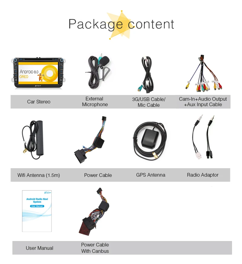 Тыква 2 Din 8''Android 8 0 Qcta core 4G + 32G автомобильный стерео DVD плеер GPS навигация для