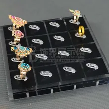 Новые квадратная акриловая витрина для колец лоток 16-кольцо зажимы держатель кольцо организатор витринный стеллаж