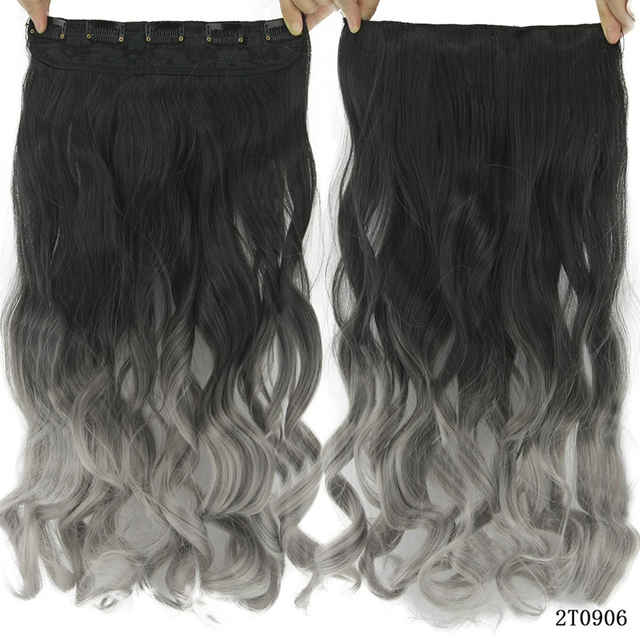Soowee длинные вьющиеся шиньоны серый натуральный черный клип-в Одна деталь волос аксессуары для волос для Для женщин
