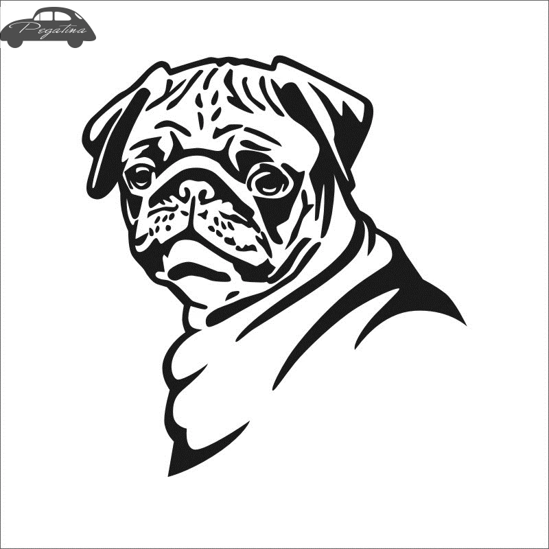 Pegatina Car Pug Dog Sticker Pet Shop Decal Posters Vinyl Wall Art Decals Quadro Parede Decor Mural Pet Shop Sticker