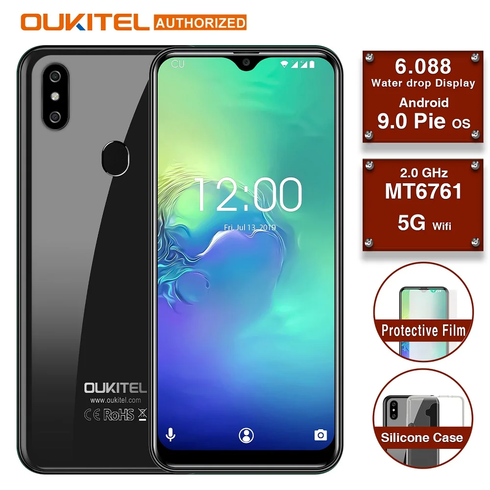 

OUKITEL C15 Pro 2.4G/5G WiFi 4G LTE Smartphone Android 9.0 MT6761 Fingerprint Face ID Water Drop Screen 2GB 16GB Mobile Phone