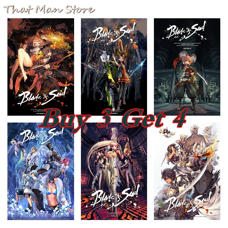 Картонная Наклейка на стену Blade & Soul 42 х30 см|Наклейки стену| |