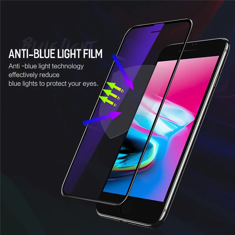  ROCK Anti-Blue Light Screen Protector Für iphone 8 7 6 6s Plus Gehärtetem Glas 9D Gebogene Schutz G