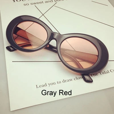 Ralferty ретро овальные солнцезащитные очки модные солнцезащитные очки для мужчин и женщин Винтажные белые UV400 Солнцезащитные очки женские мужские очки - Цвет линз: Gray Red