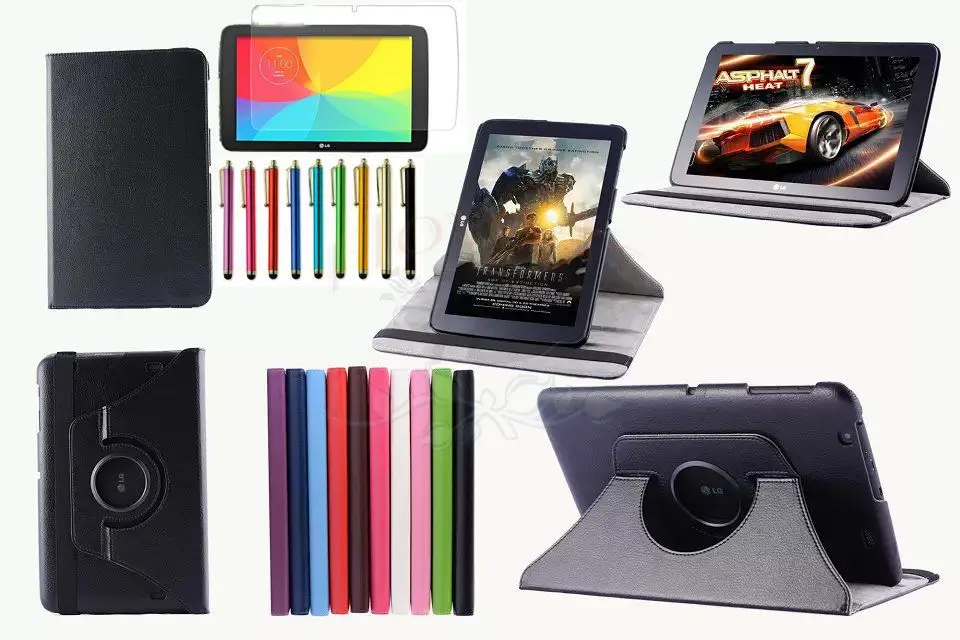 360 Rotating PU Leather Tablet Case for LG G Pad 10.1 V700 Smart Flio