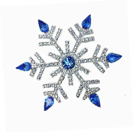 OneckOha Стразы Броши «Снежинка» синий снег булавка Рождественский подарок Размер 6 см - Окраска металла: Blue