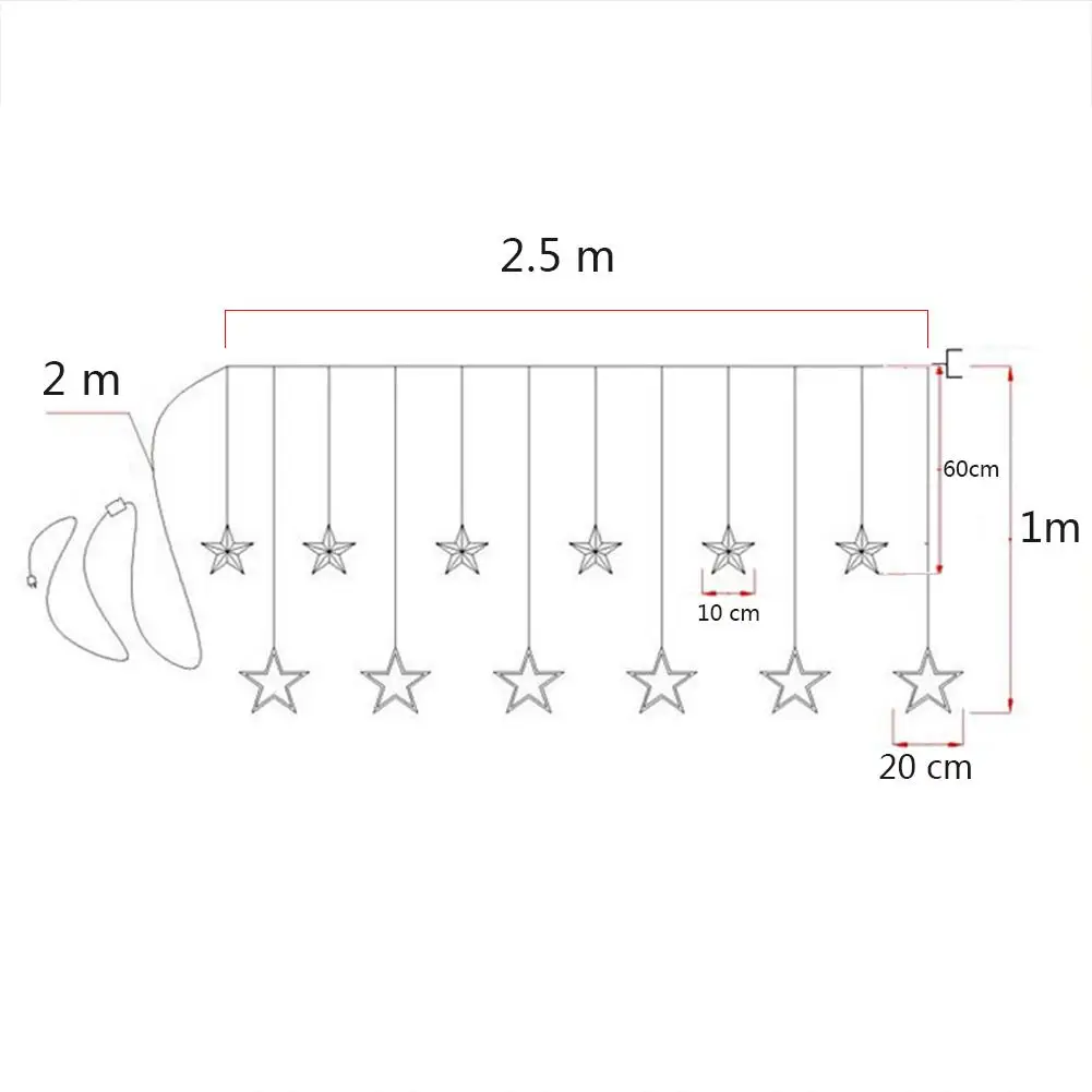 Рождественский светодиодный светильник 2,5 м, переменный ток 220 В, романтическая сказочная звезда, светодиодный гирлянда для занавесок, освещение для праздника, свадьбы, вечерние гирлянды, украшения