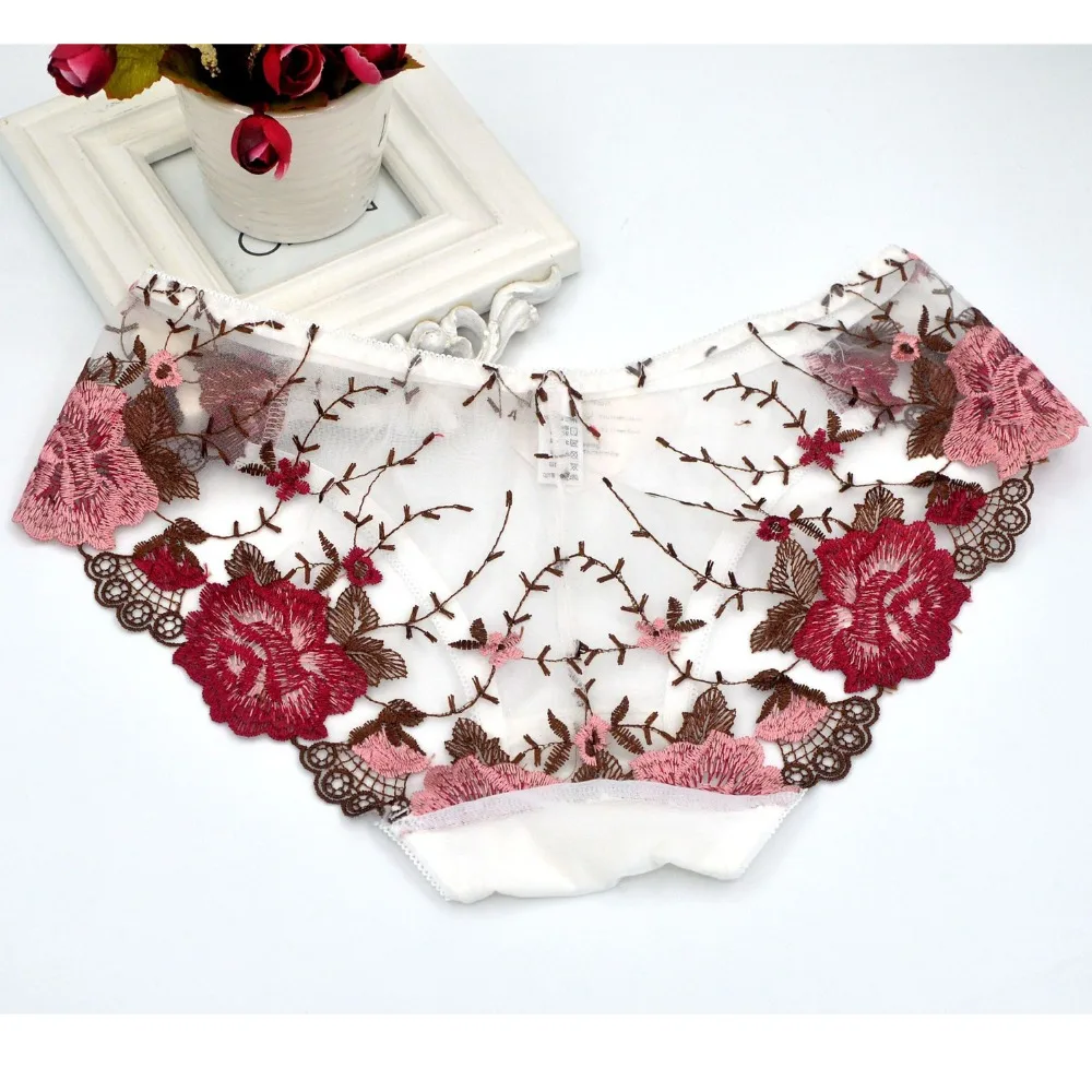 

BEFORW Fashion Sexy Embroidery Shorts Comfortable Nylon Women Briefs Sexy Low-Rise Briefs Summer Breathable Lace Panties