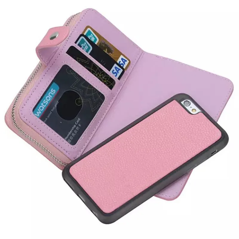 Fundas Case For iPhone 6 4.7inch Zipper wallet Money Credit Cards Cell Etui Phones 3 in 1 Cover Case Phone Bag Coque Accessories