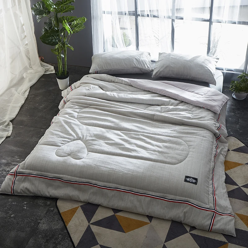 

Colored Cotton Yarn Dyed Summer Quilt Single Double Blanket Solid Color Twin Full Queen Washable Purple Blue Green LG17