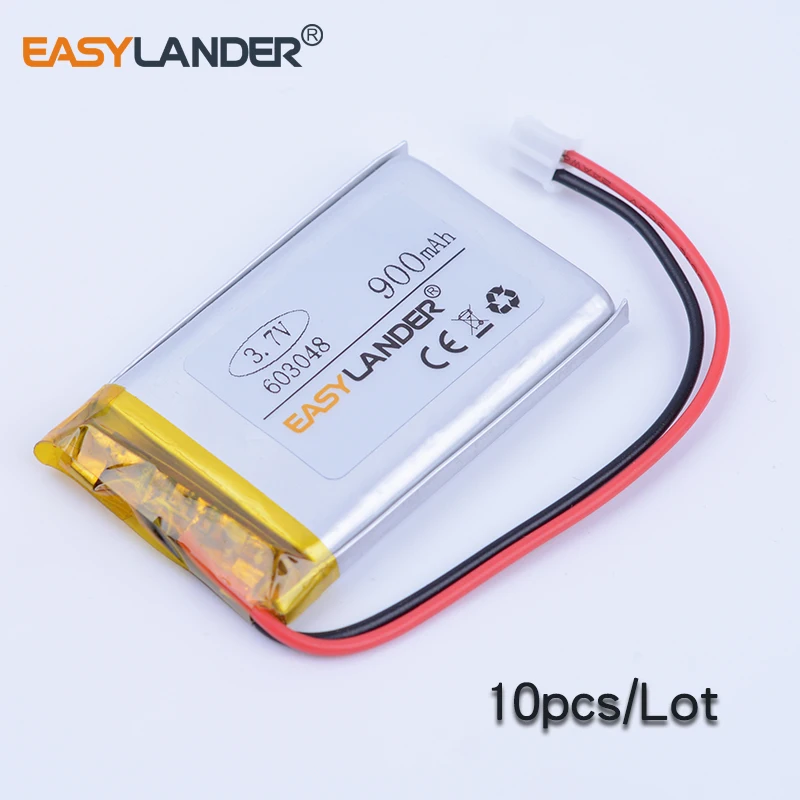 

10pcs/Lot 603048 3.7V 900mAh Rechargeable li-Polymer Li-ion Battery For MP3 MP4 GPS PSP DVR DVD speaker 603049 602948