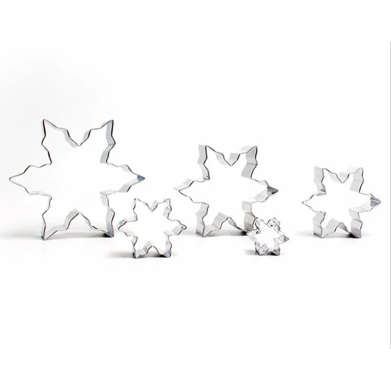 

Hoomall 5pcs 3D Stainless Steel Cookie Cutters Kitchen Snowflake Shape Fondant Cake Mould DIY Biscuit Tools Cookie Cake Mold