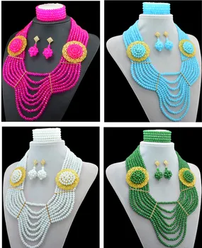 

Fashion costume jewelry set nigerian wedding african beads jewelry set crystal 10024