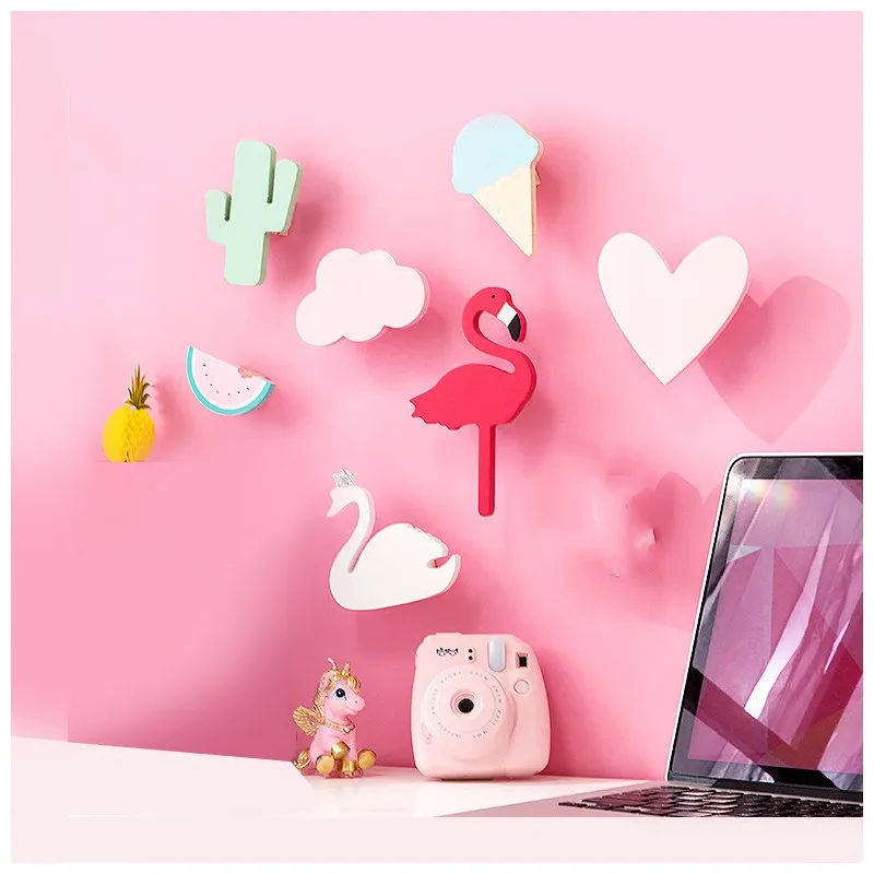 Nordic Style Wooden Clothes Wall Hook For Kid Baby Room Decorative Cute Many Design Hook For Clothes In Door Ornament Hanger