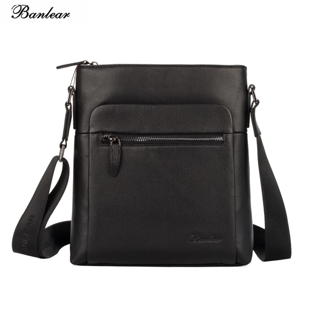 Men Leather Shoulder Messenger Bag Cross body Tablet Bags Multi Pockets