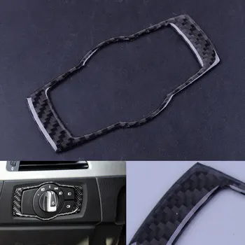 

beler Carbon Fiber Style Car Styling Accessories Headlight Switch Frame Cover Trim Fit for BMW E90 E92 E93 3 series 2008-2012