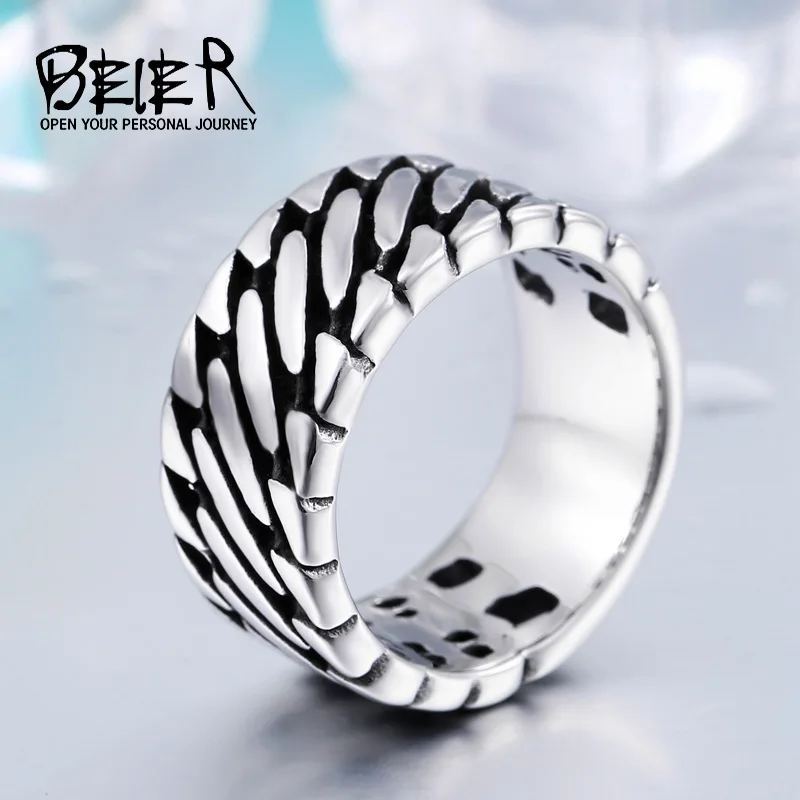 Man Wide Chain Knitting Ring Personality Exagerrated Stainless Steel Special Jewelry BR2018 US size