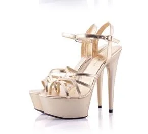 Модель женская обувь для подиума Обувь на высоком каблуке 13/15 см с толстая подошва ремень Водонепроницаемый стол босоножки модельная женская обувь для подиума Большой Размер(44 - Цвет: heel 15cm